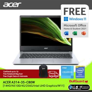 Acer A314-35-C80W/w 14",N5100,4GB,256GB,W11+OHS,SLR,NXA7SSN00C