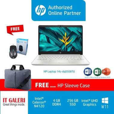 HP 14S-DQ0508TU CELERON-N4120/4GB/256GB/14.0HD/WIN10+OHS2019/SILVER/580F1PA