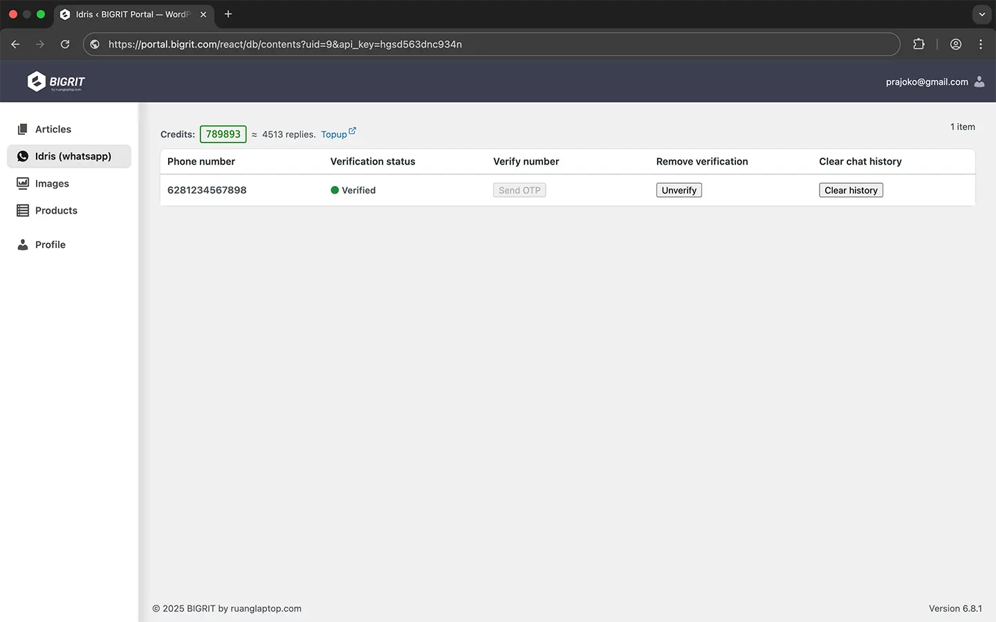portal dashboard idris